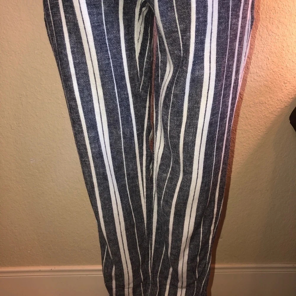 Banana Republic Avery Striped Linen Blue & White Striped Pants Size 2